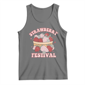Strawberry Festival Tank Top Retro Strawberries Fruit Lover TS02 Black Heather Print Your Wear