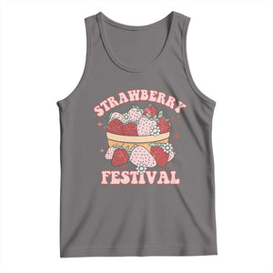 Strawberry Festival Tank Top Retro Strawberries Fruit Lover TS02 Deep Heather Print Your Wear