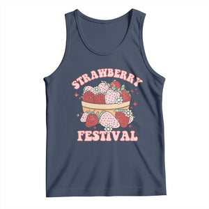 Strawberry Festival Tank Top Retro Strawberries Fruit Lover TS02 Navy Print Your Wear