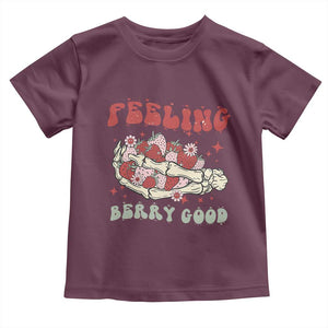 Strawberry Festival Toddler T Shirt Feeling Berry Good Fruit Lover Skeleton Hand TS02 Maroon Print Your Wear