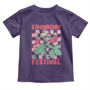 Strawberry Festival Toddler T Shirt Fruit Lover Botanical Retro Groovy TS02 Purple Print Your Wear
