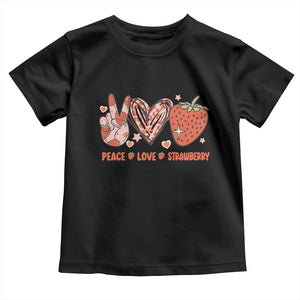 Strawberry Festival Toddler T Shirt Peace Love Strawberry Cute Fruit Lover TS02 Black Print Your Wear