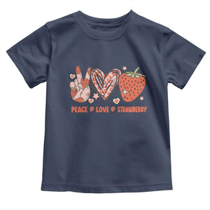 Strawberry Festival Toddler T Shirt Peace Love Strawberry Cute Fruit Lover TS02 Navy Print Your Wear