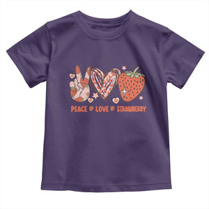 Strawberry Festival Toddler T Shirt Peace Love Strawberry Cute Fruit Lover TS02 Purple Print Your Wear
