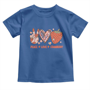 Strawberry Festival Toddler T Shirt Peace Love Strawberry Cute Fruit Lover TS02 Royal Blue Print Your Wear