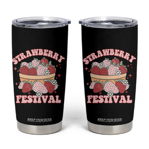 Strawberry Festival Tumbler Cup Retro Strawberries Fruit Lover TS02 Black Print Your Wear
