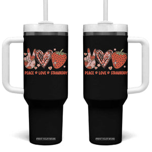 Strawberry Festival Tumbler With Handle Peace Love Strawberry Cute Fruit Lover TS02 One Size: 40 oz Black Print Your Wear