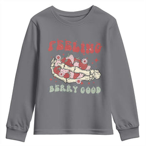 Strawberry Festival Youth Sweatshirt Feeling Berry Good Fruit Lover Skeleton Hand TS02 Charcoal Print Your Wear