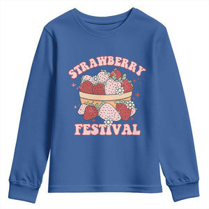 Strawberry Festival Youth Sweatshirt Retro Strawberries Fruit Lover TS02 Royal Blue Print Your Wear