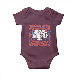 Subtle FDT Baby Onesie Freedom Democracy Tolerence and Justice For All TS02 Maroon Print Your Wear