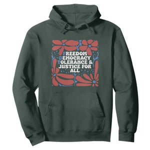 Subtle FDT Hoodie Freedom Democracy Tolerence and Justice For All TS02 Dark Forest Green Print Your Wear