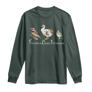 Subtle FDT Long Sleeve Shirt Flicker Dodo Titmouse Bird TS10 Dark Forest Green Print Your Wear