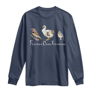 Subtle FDT Long Sleeve Shirt Flicker Dodo Titmouse Bird TS10 Navy Print Your Wear