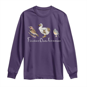 Subtle FDT Long Sleeve Shirt Flicker Dodo Titmouse Bird TS10 Purple Print Your Wear