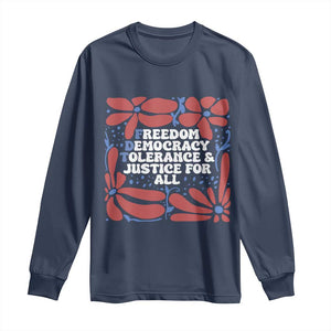 Subtle FDT Long Sleeve Shirt Freedom Democracy Tolerence and Justice For All TS02 Navy Print Your Wear
