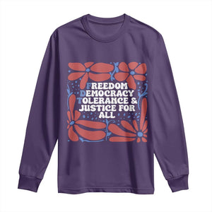Subtle FDT Long Sleeve Shirt Freedom Democracy Tolerence and Justice For All TS02 Purple Print Your Wear