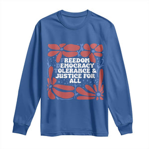 Subtle FDT Long Sleeve Shirt Freedom Democracy Tolerence and Justice For All TS02 Royal Blue Print Your Wear