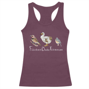 Subtle FDT Racerback Tank Top Flicker Dodo Titmouse Bird TS10 Maroon Print Your Wear