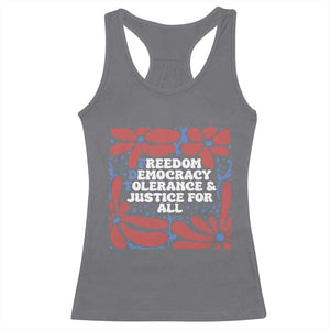 Subtle FDT Racerback Tank Top Freedom Democracy Tolerence and Justice For All TS02 Charcoal Print Your Wear