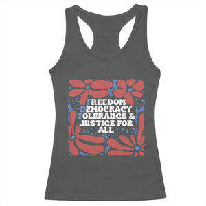 Subtle FDT Racerback Tank Top Freedom Democracy Tolerence and Justice For All TS02 Dark Heather Print Your Wear