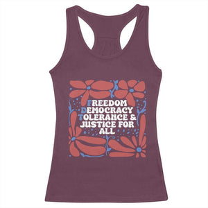 Subtle FDT Racerback Tank Top Freedom Democracy Tolerence and Justice For All TS02 Maroon Print Your Wear