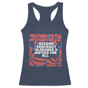 Subtle FDT Racerback Tank Top Freedom Democracy Tolerence and Justice For All TS02 Navy Print Your Wear