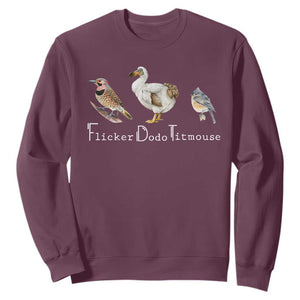 Subtle FDT Sweatshirt Flicker Dodo Titmouse Bird TS10 Maroon Print Your Wear