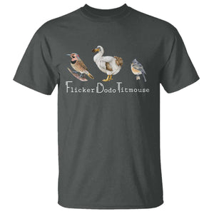 Subtle FDT T Shirt Flicker Dodo Titmouse Bird TS10 Dark Heather Print Your Wear