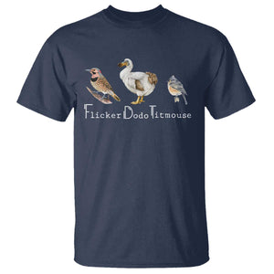 Subtle FDT T Shirt Flicker Dodo Titmouse Bird TS10 Navy Print Your Wear