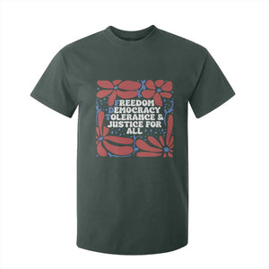 Subtle FDT T Shirt For Kid Freedom Democracy Tolerence and Justice For All TS02 Dark Forest Green Print Your Wear