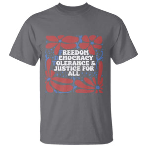 Subtle FDT T Shirt Freedom Democracy Tolerence and Justice For All TS02 Charcoal Print Your Wear