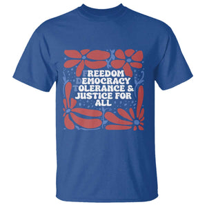 Subtle FDT T Shirt Freedom Democracy Tolerence and Justice For All TS02 Royal Blue Print Your Wear