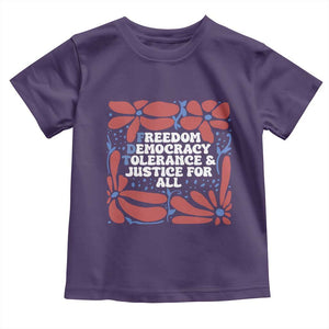 Subtle FDT Toddler T Shirt Freedom Democracy Tolerence and Justice For All TS02 Purple Print Your Wear