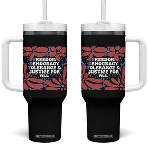 Subtle FDT Tumbler With Handle Freedom Democracy Tolerence and Justice For All TS02 One Size: 40 oz Black Print Your Wear