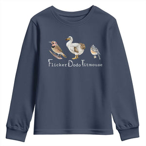 Subtle FDT Youth Sweatshirt Flicker Dodo Titmouse Bird TS10 Navy Print Your Wear