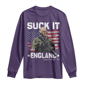 Suck It England Funny 4th of July George Washington 1776 Long Sleeve Shirt TS10 Purple Print Your Wear