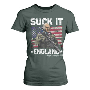 Suck It England Funny 4th of July George Washington 1776 T Shirt For Women TS10 Dark Forest Green Print Your Wear