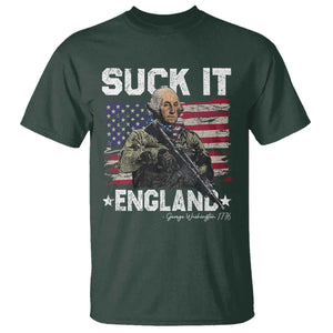 Suck It England Funny 4th of July George Washington 1776 T Shirt TS10 Dark Forest Green Print Your Wear