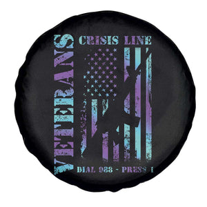 Suicide Prevention Awareness Spare Tire Cover Veterans Crisis Line Dial 988 Press 1 American Flag Gun TS11 Print Your Wear
