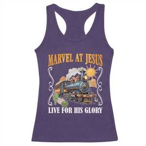 Summer VBS 2025 Racerback Tank Top Marvel at Jesus Live for His Glory Christian Bible Camp TS02 Purple Print Your Wear