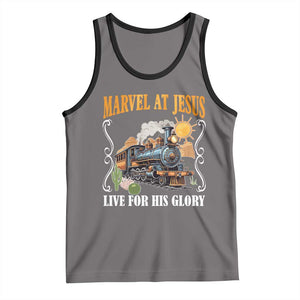 Summer VBS 2025 Tank Top Marvel at Jesus Live for His Glory Christian Bible Camp TS02 Deep Heather Black Print Your Wear