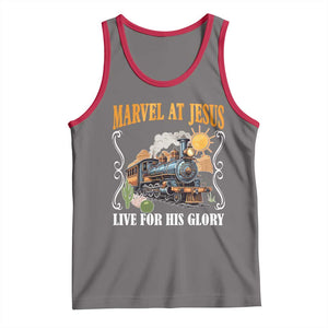 Summer VBS 2025 Tank Top Marvel at Jesus Live for His Glory Christian Bible Camp TS02 Deep Heather Red Print Your Wear