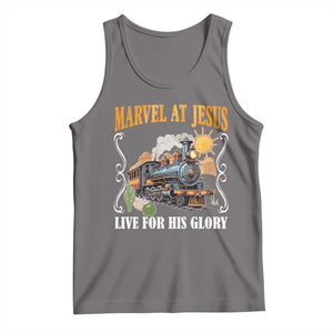 Summer VBS 2025 Tank Top Marvel at Jesus Live for His Glory Christian Bible Camp TS02 Deep Heather Print Your Wear