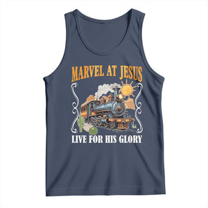 Summer VBS 2025 Tank Top Marvel at Jesus Live for His Glory Christian Bible Camp TS02 Navy Print Your Wear