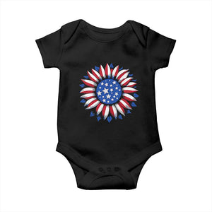 Sunflower American Flag Baby Onesie Floral USA 4th of July Merica TS10 Black Print Your Wear