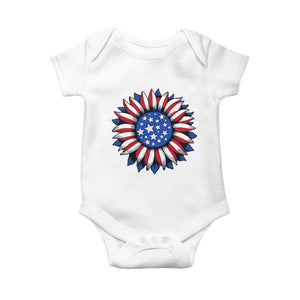 Sunflower American Flag Baby Onesie Floral USA 4th of July Merica TS10 White Print Your Wear