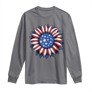 Sunflower American Flag Long Sleeve Shirt Floral USA 4th of July Merica TS10 Charcoal Print Your Wear