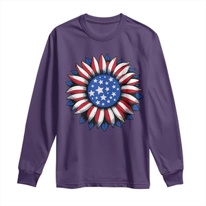Sunflower American Flag Long Sleeve Shirt Floral USA 4th of July Merica TS10 Purple Print Your Wear