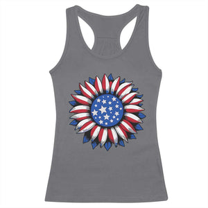 Sunflower American Flag Racerback Tank Top Floral USA 4th of July Merica TS10 Charcoal Print Your Wear