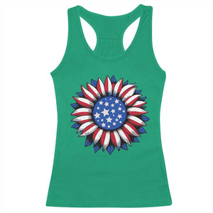 Sunflower American Flag Racerback Tank Top Floral USA 4th of July Merica TS10 Irish Green Print Your Wear